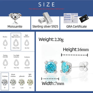 Moissanite Ice-Blue Round Stud Earrings - Different Drips