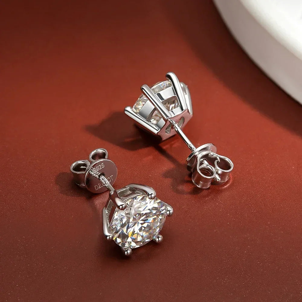 Women's S925 Moissanite Diamond 6-Claw Stud Earrings - Different Drips