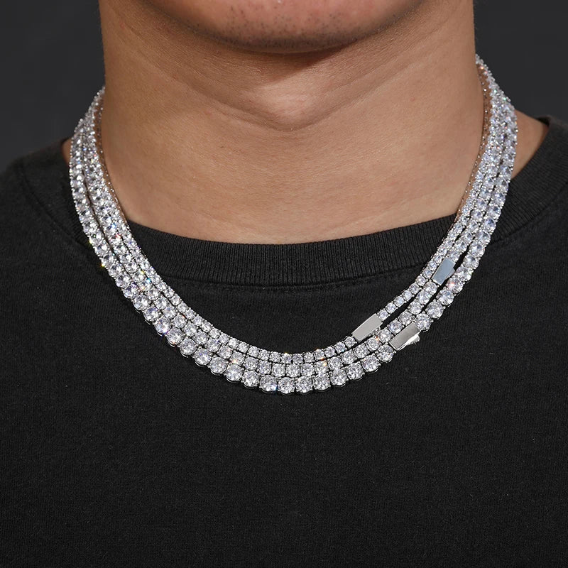 3-6mm Round Cut Iced Tennis Chain - Different Drips