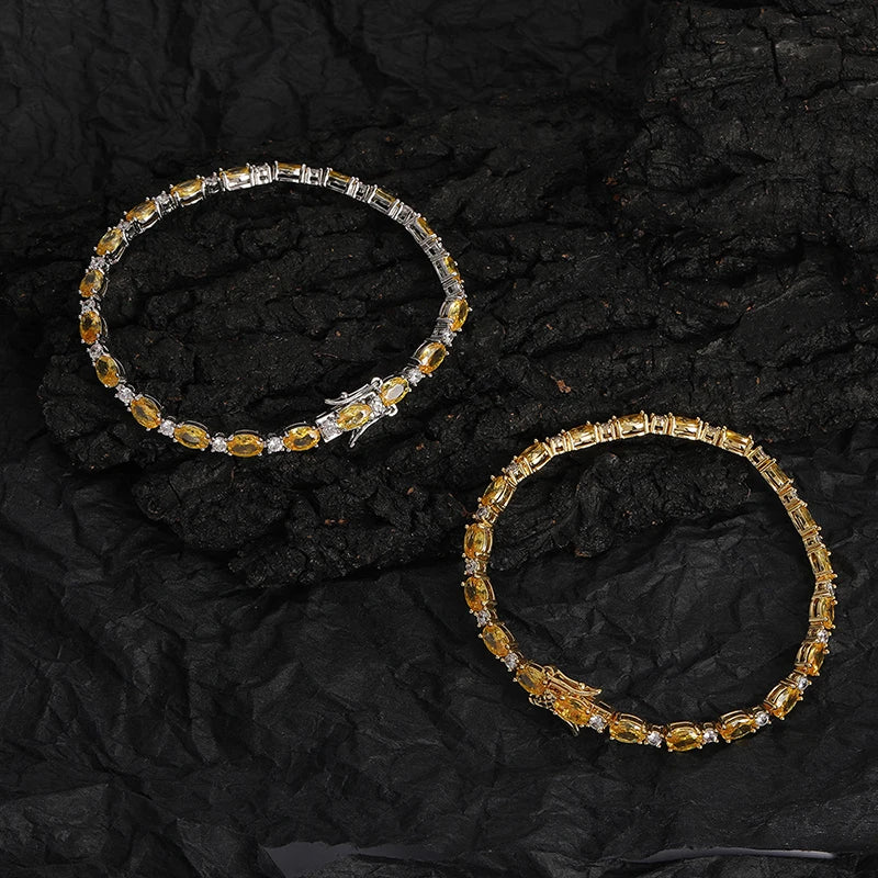 Yellow Oval Stone Tennis Bracelet - Different Drips