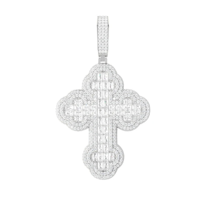 S925 Moissanite Baguette Cross Pendant - Different Drips