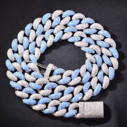 14mm White & Blue Miami Cuban Link Chain - Different Drips