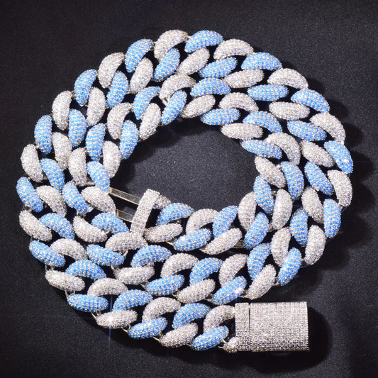 14mm White & Blue Miami Cuban Link Chain - Different Drips