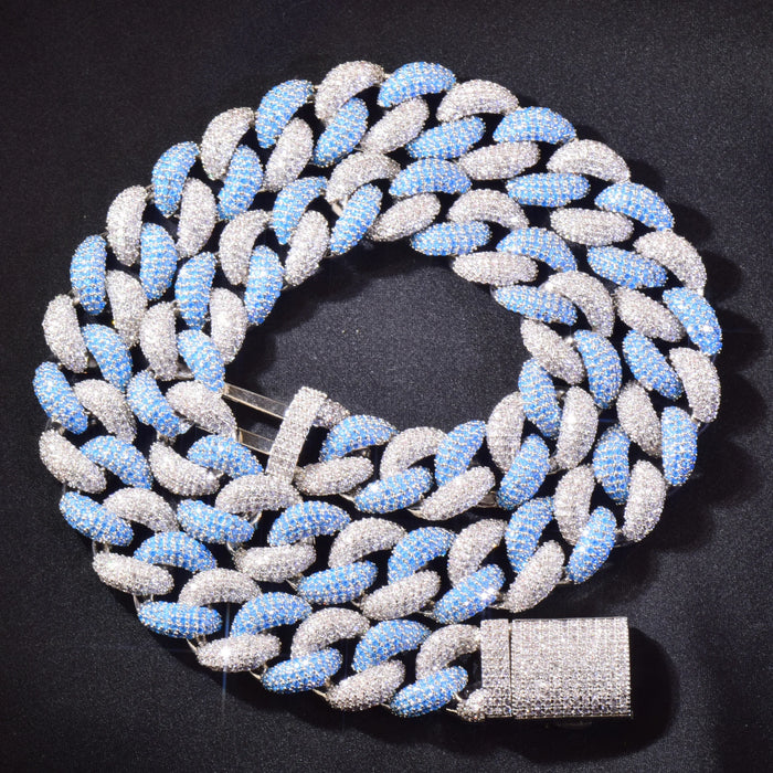 14mm White & Blue Miami Cuban Link Chain - Different Drips