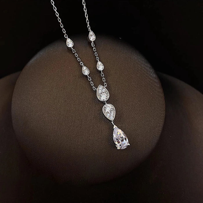 Women's S925 Moissanite Diamond Lariat Necklace - Different Drips