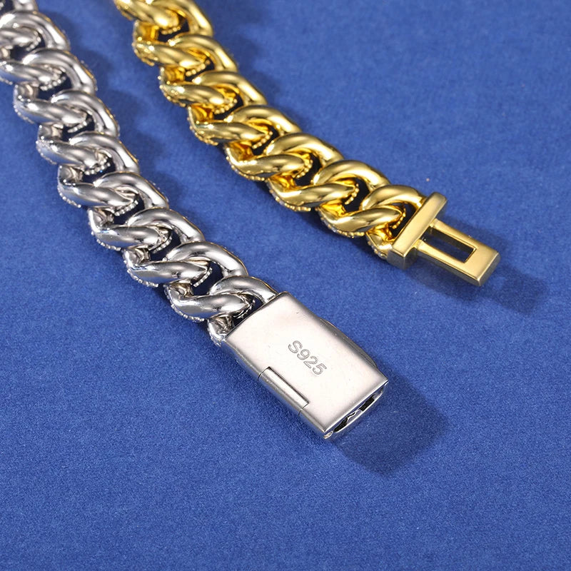 S925 Moissanite Skull Cuban Prong Link Bracelet - Different Drips