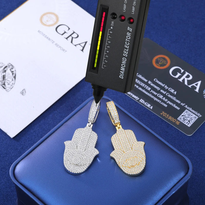 S925 Moissanite Hamsa Hand Pendant - Different Drips