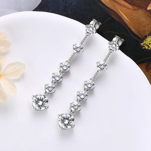 Women's S925 Moissanite Diamond Long Tassel Dangle Earrings - Different Drips