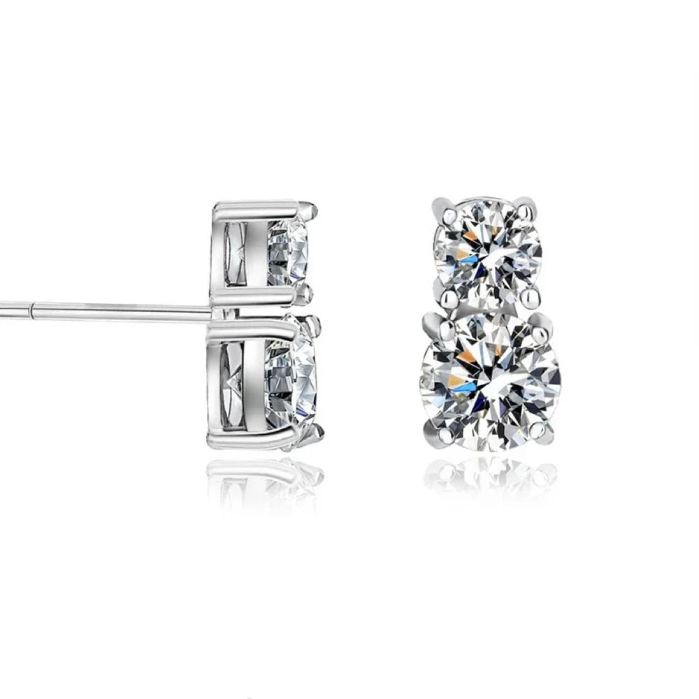 Women's S925 Double Moissanite Diamond Stud Earrings - Different Drips