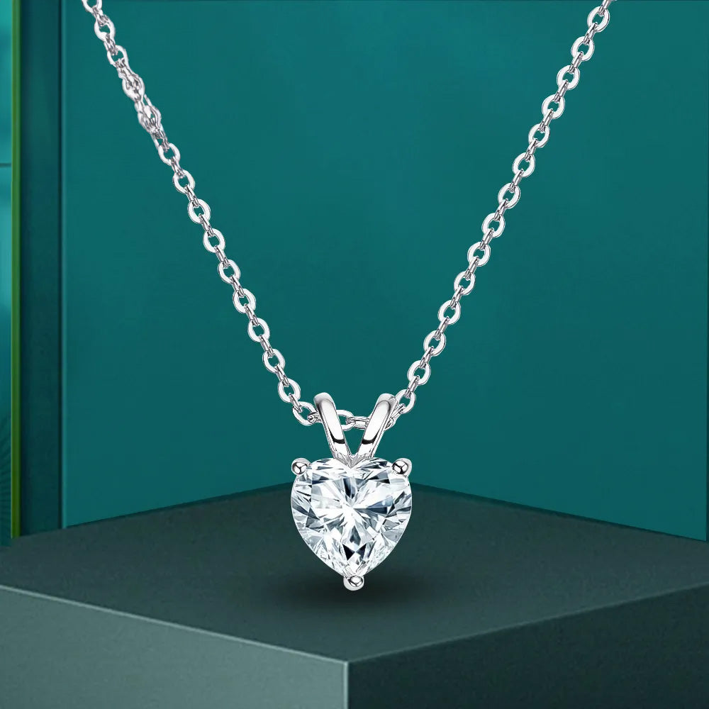 Women's S925 Heart Cut Moissanite Diamond Pendant - Different Drips