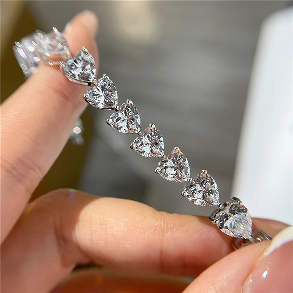 Women's S925 Moissanite Heart Link Tennis Bracelet - Different Drips