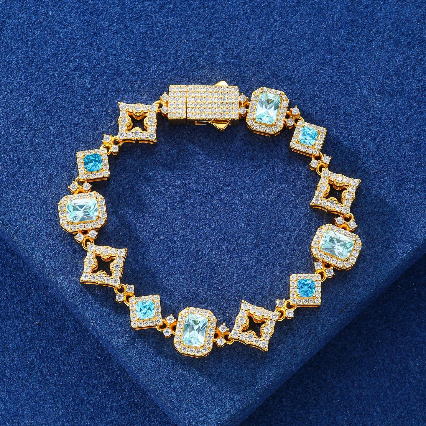 13mm Ice Blue Halo Link Bracelet - Different Drips