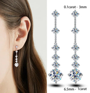 Women's S925 Moissanite Diamond Long Tassel Dangle Earrings - Different Drips