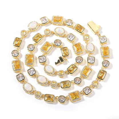 8mm Citrine Yellow Opal Mixed Stone Tennis Chain - Different Drips