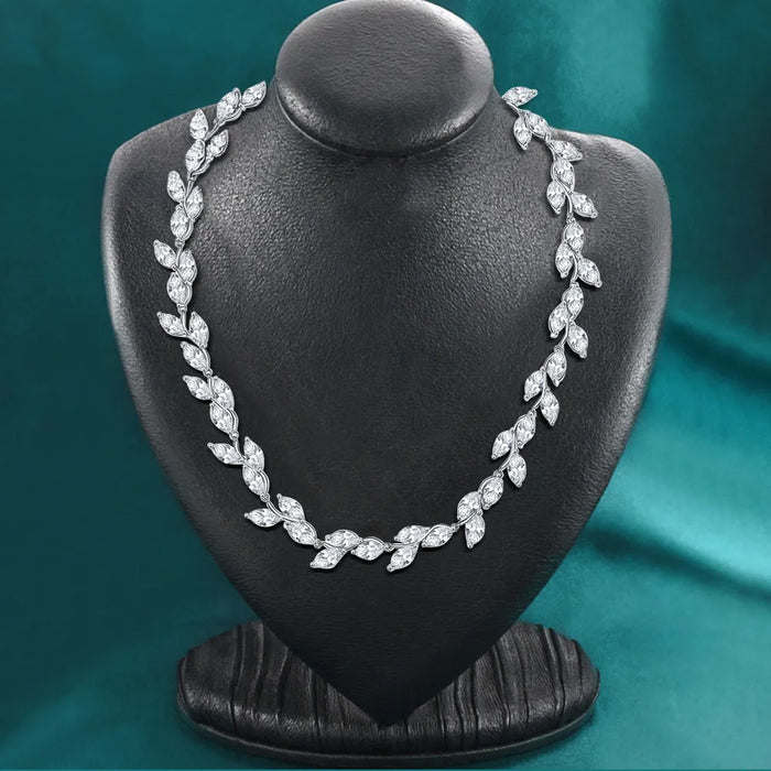 Women's S925 Leaf Cut Moissanite Tennis Necklace - Different Drips
