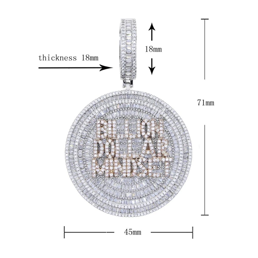 Iced Out Baguette Billon Dollar Mindset Pendant - Different Drips