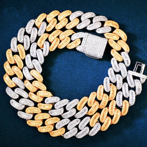 15mm Two-Tone Baguette Cuban Link Chain - Different Drips