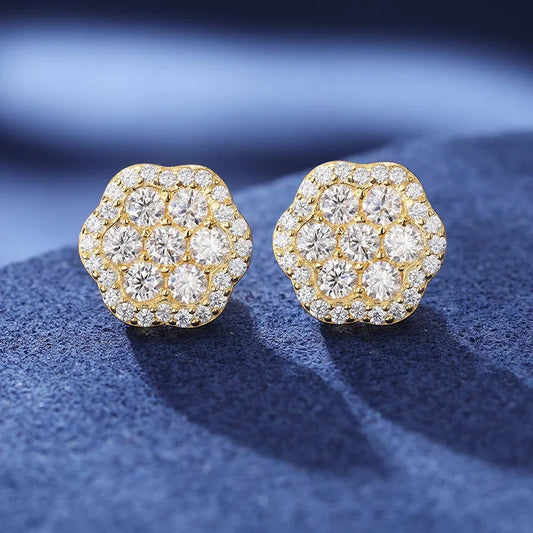 S925 Moissanite Diamond Flower Cluster Earrings - Different Drips