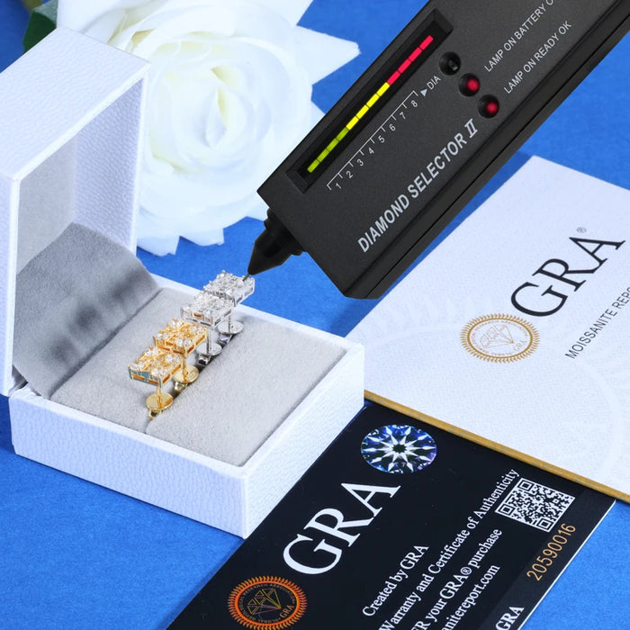 S925 Moissanite Square Quad Cross Stud Earrings - Different Drips