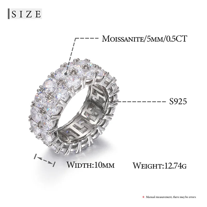 10mm S925 2 Row Moissanite Eternity Ring - Different Drips