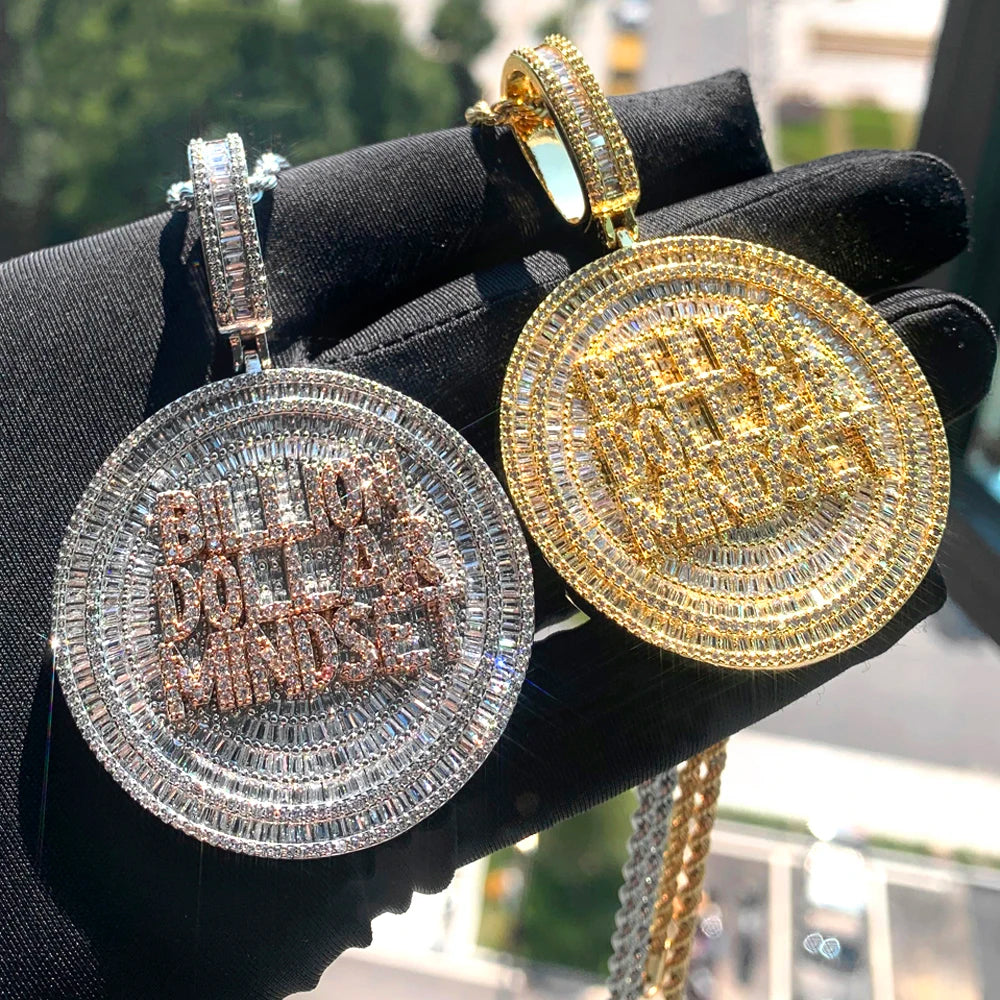 Iced Out Baguette Billon Dollar Mindset Pendant - Different Drips