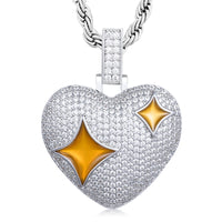 Thumbnail for S925 Moissanite Bronze Diamond Heart Pendant - Different Drips