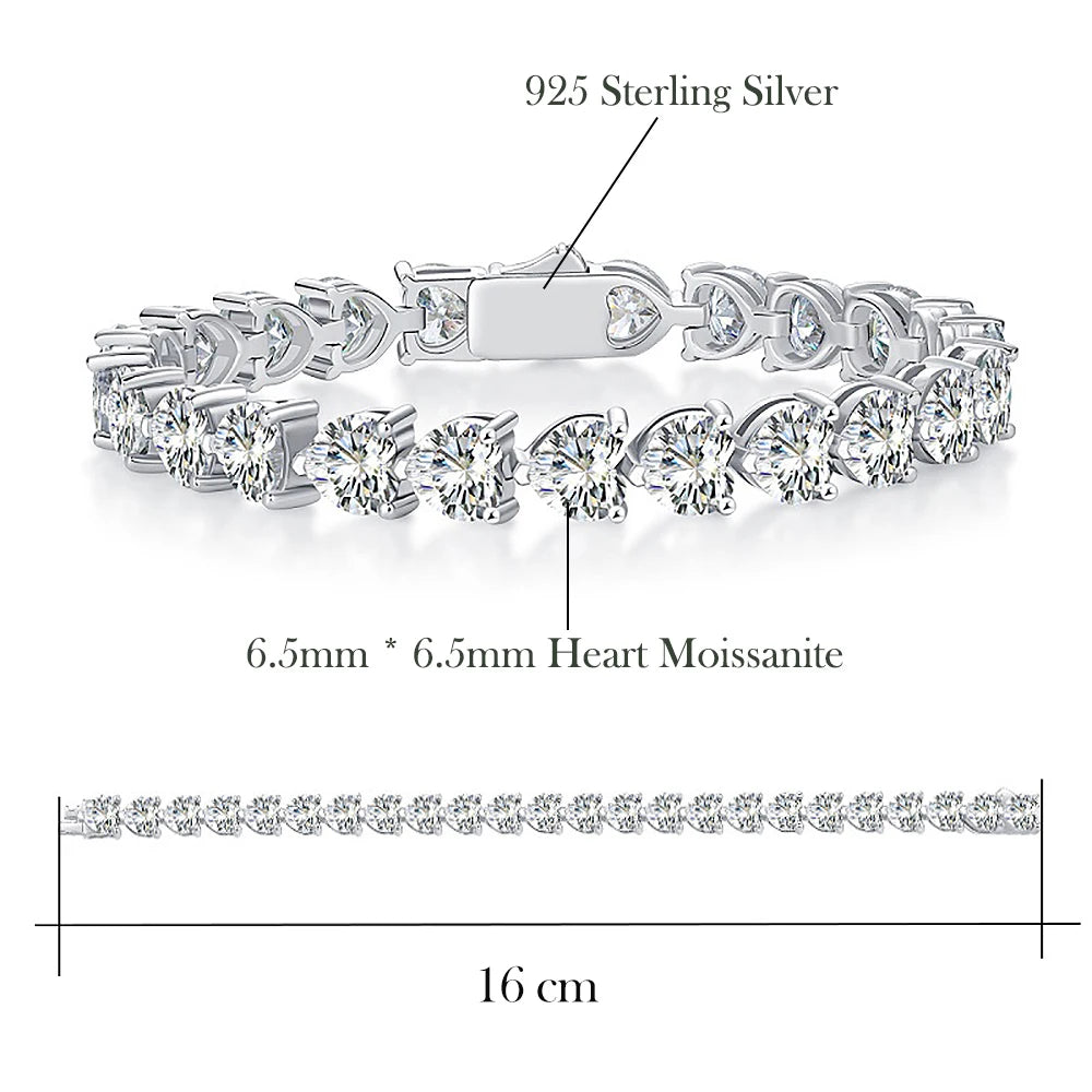 Women's S925 Moissanite Heart Link Tennis Bracelet - Different Drips
