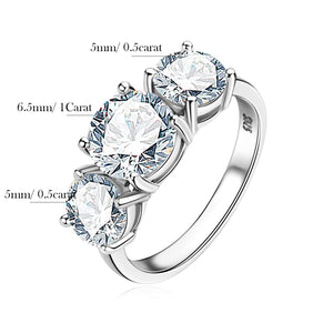 Women's S925 Moissanite 3 Diamond Ring - Different Drips