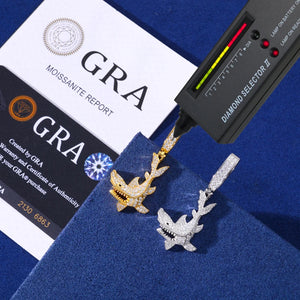 Moissanite Iced Shark Pendant - Different Drips