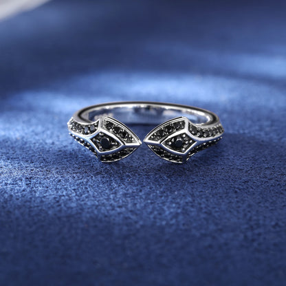 S925 Black Moissanite Dual Shield Ring - Different Drips