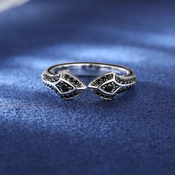 S925 Black Moissanite Dual Shield Ring - Different Drips