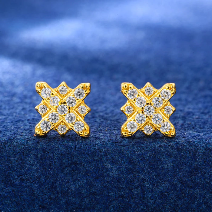 S925 Moissanite XO Cluster Stud Earrings - Different Drips