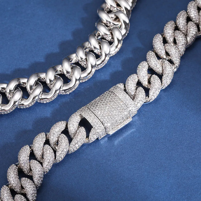 16mm S925 Moissanite Curb Cuban Chain - Different Drips