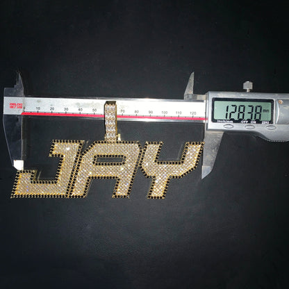 Iced Out Two Layer Custom Name Pendant - Different Drips