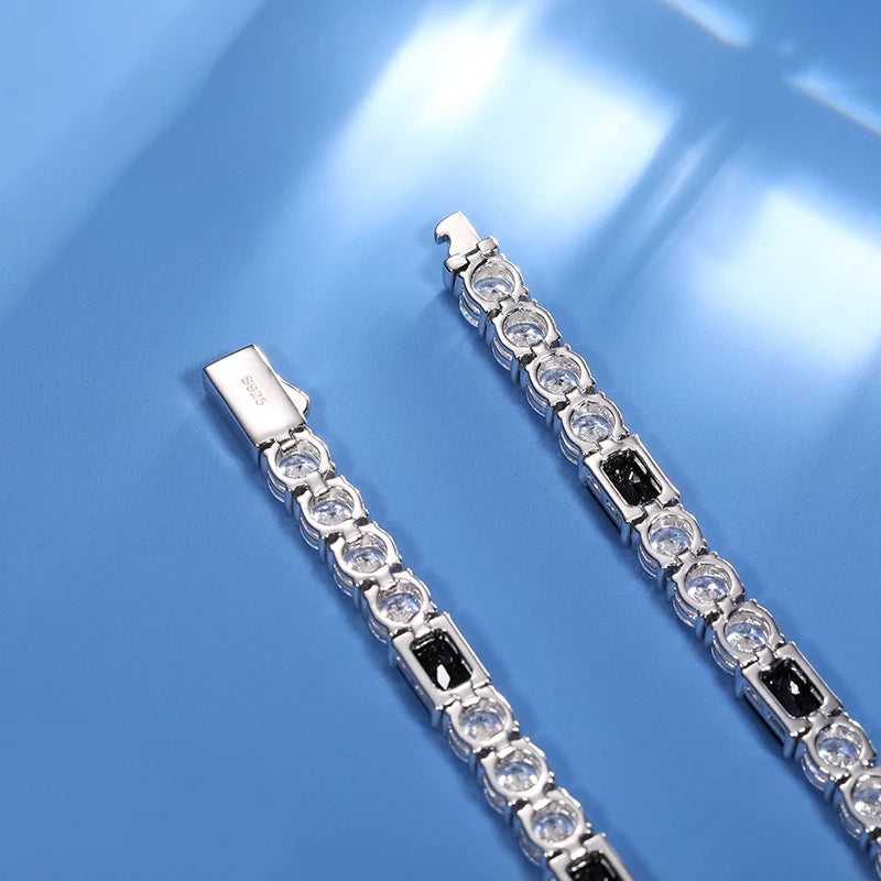 6mm S925 Black Moissanite Tennis Bracelet - Different Drips