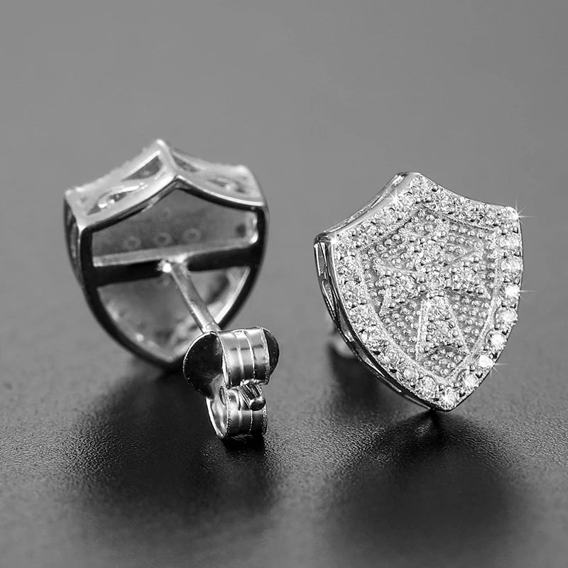 S925 Moissanite Cross Shield Earrings - Different Drips