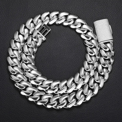 8-22mm Solid 18k Miami Cuban Link Chain w/Iced Clasp - Different Drips