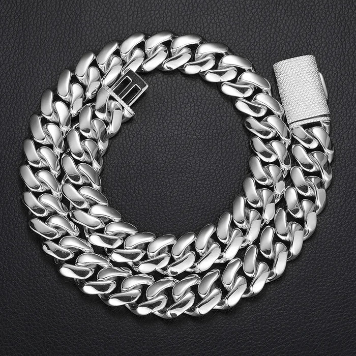 8-22mm Solid 18k Miami Cuban Link Chain w/Iced Clasp - Different Drips