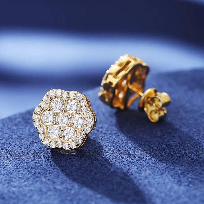 S925 Moissanite Diamond Flower Cluster Earrings - Different Drips