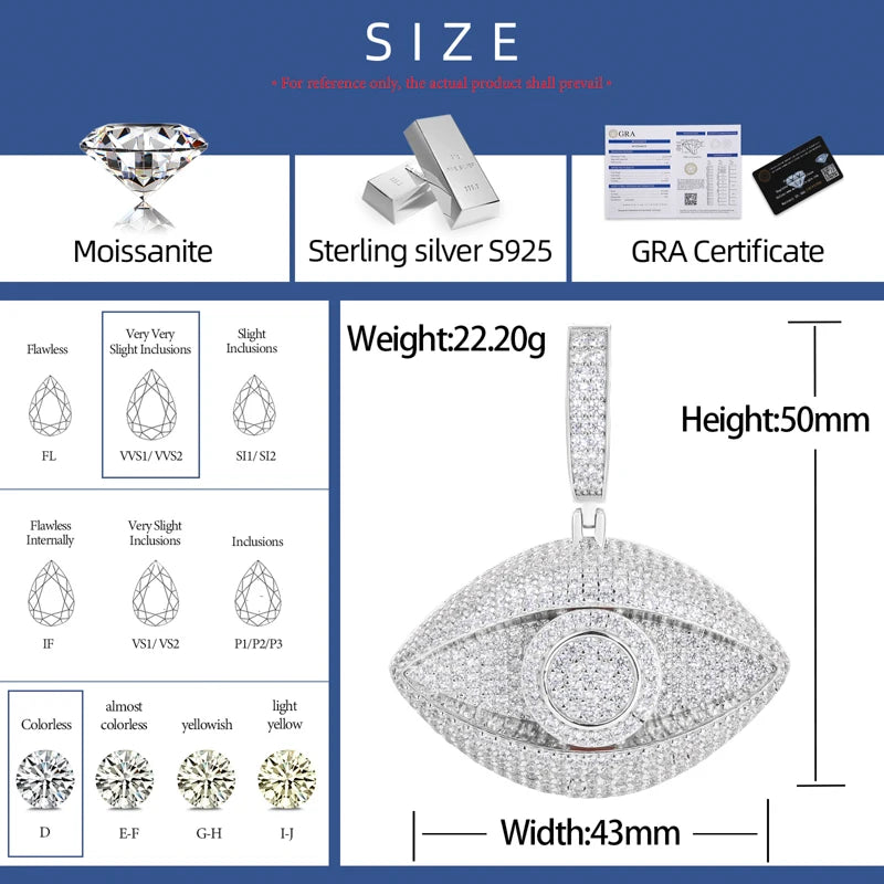 S925 Moissanite Diamond Evil Eye Pendant - Different Drips