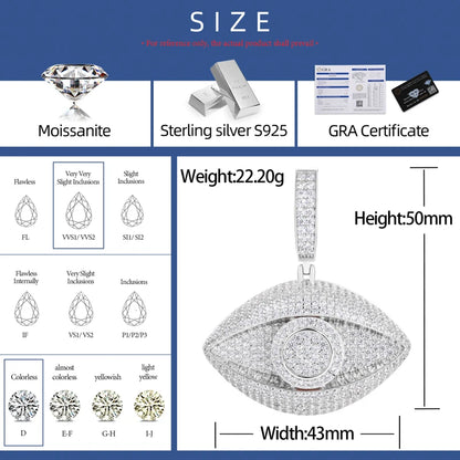 S925 Moissanite Diamond Evil Eye Pendant - Different Drips