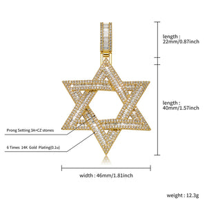 Baguette Star Of David Pendant - Different Drips