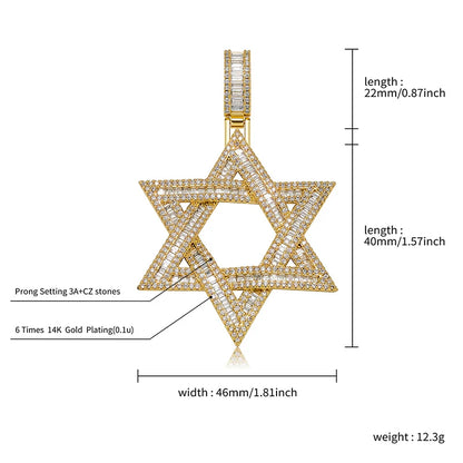Baguette Star Of David Pendant - Different Drips