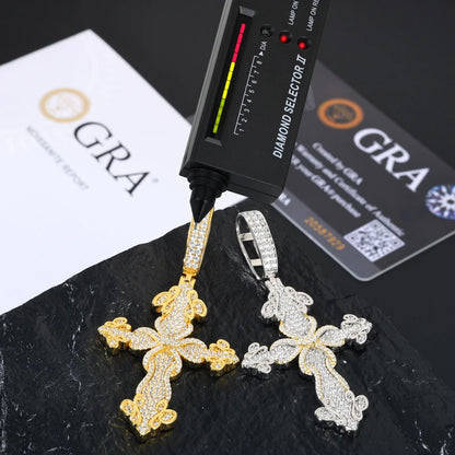 S925 Moissanite Diamond Clover Cross Pendant - Different Drips