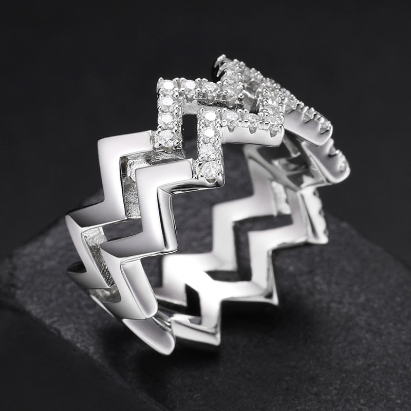 S925 Moissanite Zig Zag Ring - Different Drips