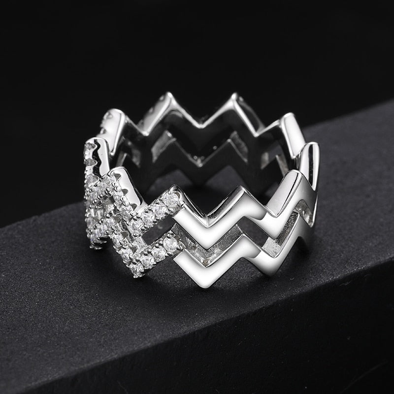 S925 Moissanite Zig Zag Ring - Different Drips