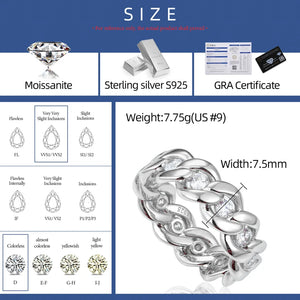 Cuban Link Moissanite Eternity Band Ring - Different Drips