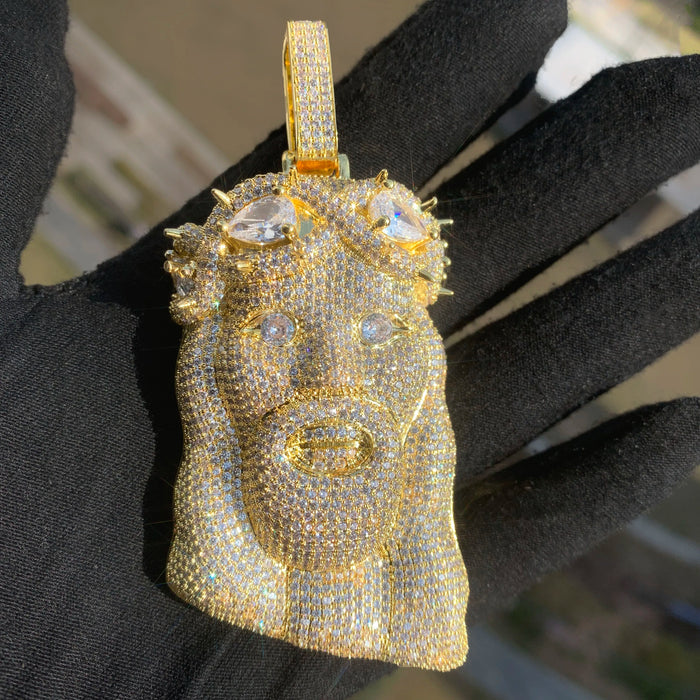 Diamond Infinity Crowned Jesus Pendant - Different Drips