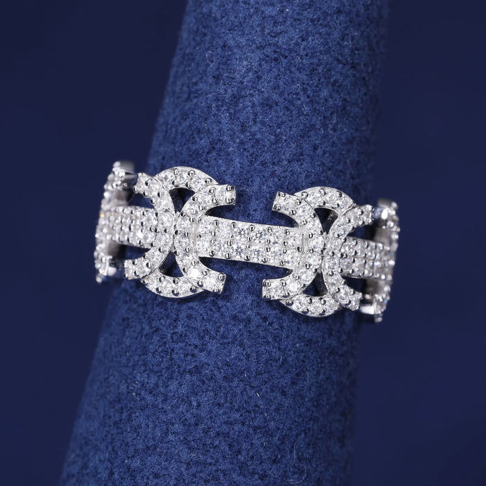 S925 Moissanite Byzantine Link Eternity Ring - Different Drips