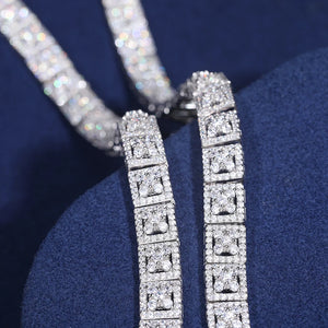 8mm S925 Moissanite Crossed Out Box Link Chain - Different Drips